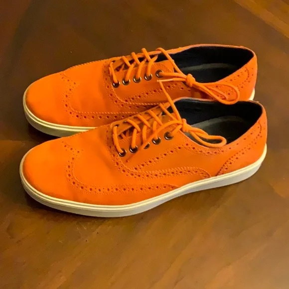 Cole Haan Orange Suede Oxfords - Picture 4 of 10